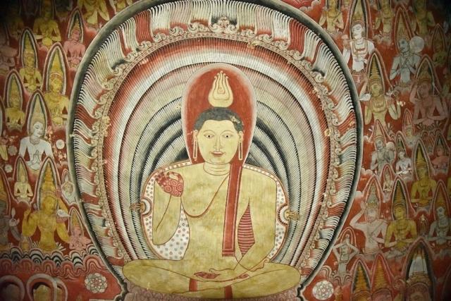 Maľovaný Buddha na stene