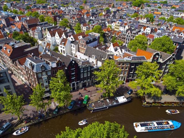 Pohľad z výšky na Amsterdam