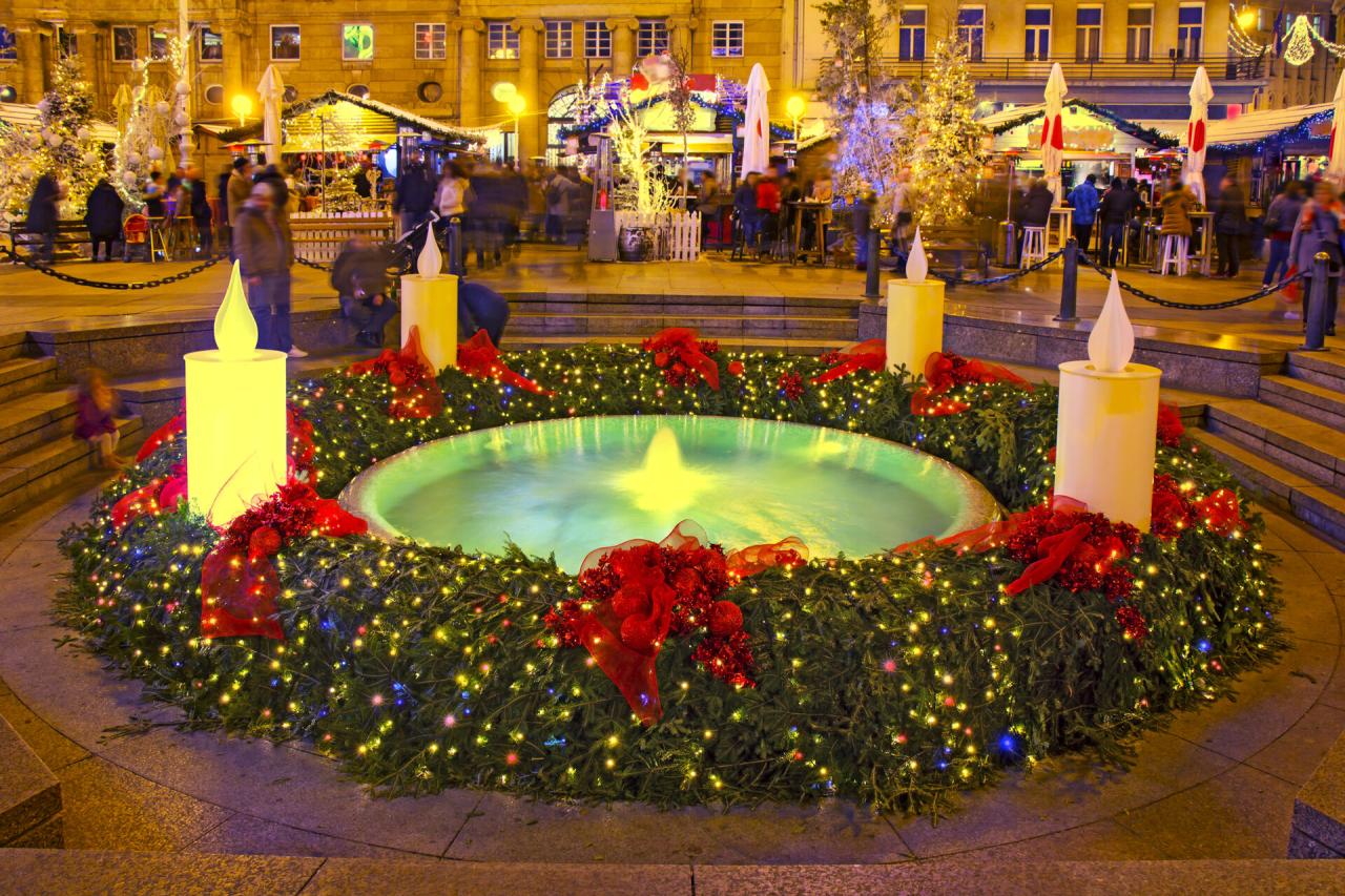 Advent v Záhrebe - veľký adventný veniec