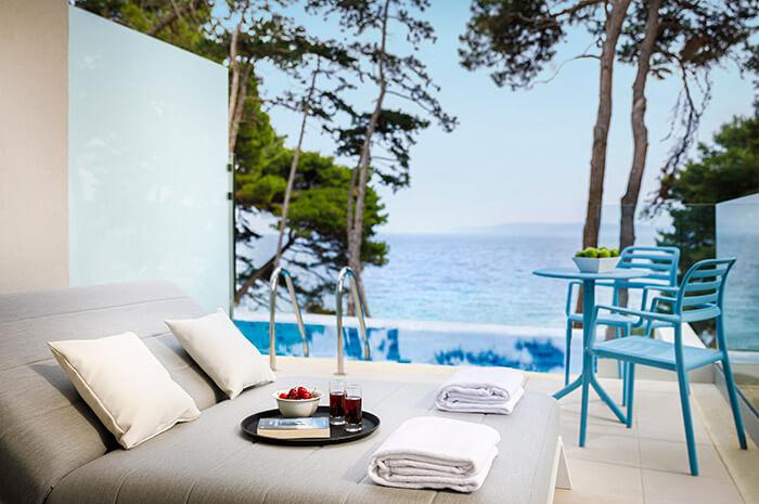 Dvojlôžková izba premium, terasa, swim up, výhľad more