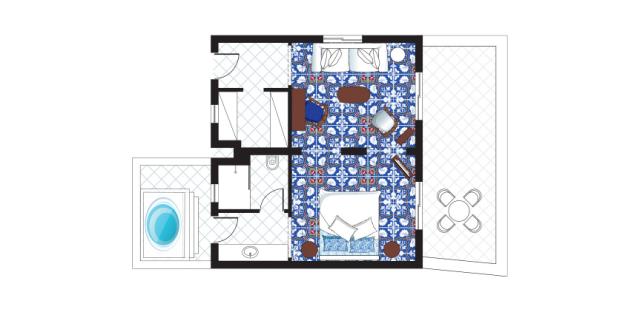 Open Plan Bungalow Suite With outdoor Hydro-Massage Bathtube