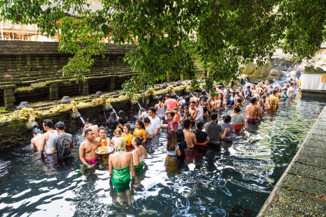 Rituálne kúpanie v chráme Tirta Empul.
foto : Martin FERENČÍK —
