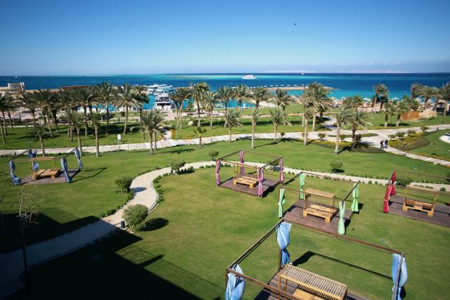 Výhľad z našej izby v hoteli Hilton. Príjemný all inclusive rez
