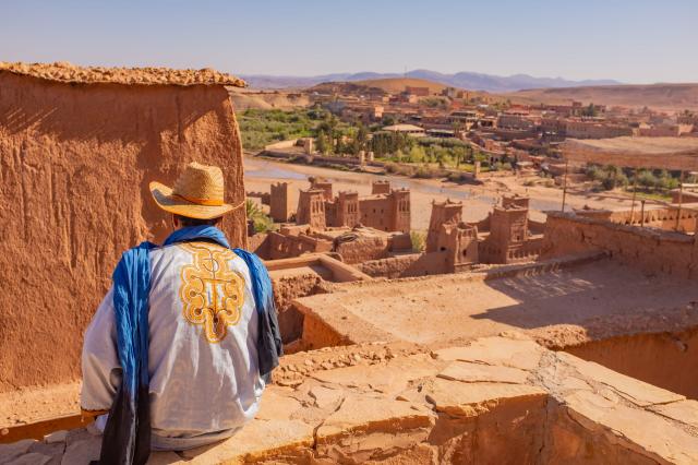 Z vrcholu terasovitej dedinky Ait Ben Haddou je spektakulárny v