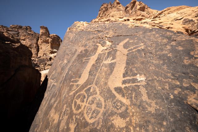 Skalné rytiny, Jubbah, Hail, Saudská Arábia. Pamiatky UNESCO sú