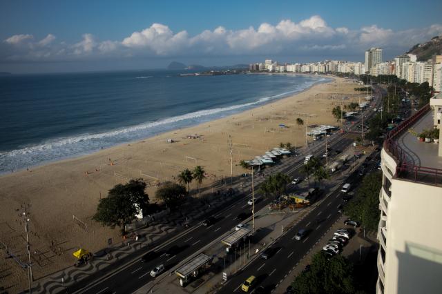 Pohľad na najznámejšou pláž sveta, Copacabana, zo základného ho