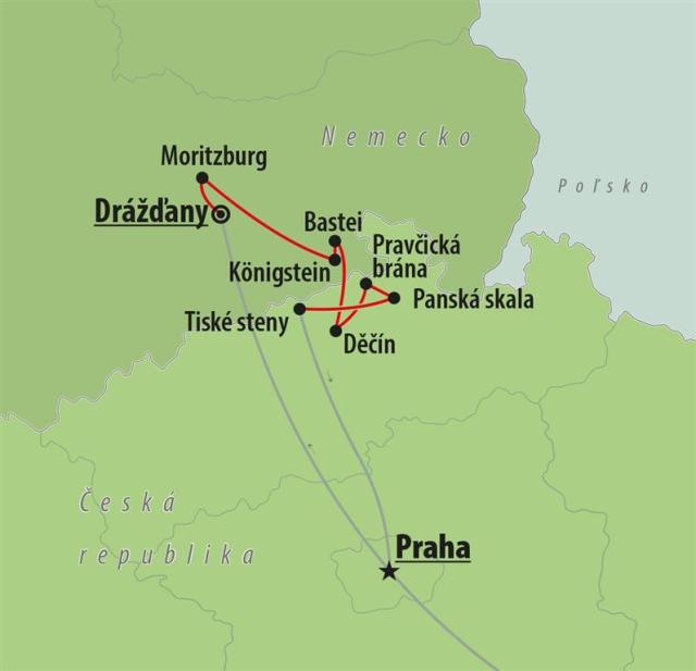 CK , autobusový poznávací zájazd, Česko a Nemecko, mapa
