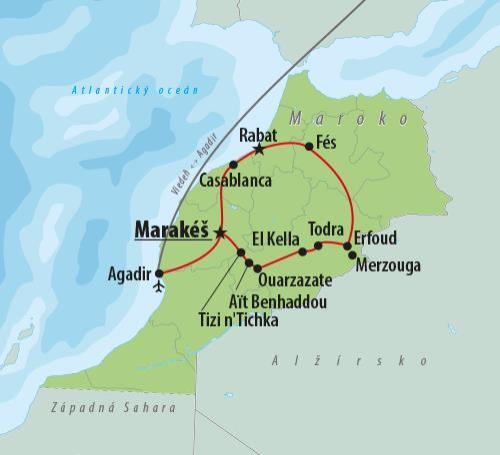 CK , Letecký poznávací zájazd, Maroko - kráľovské mestá a magic