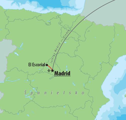 CK , Letecký poznávací zájazd, Španielsko, Madrid, mapa