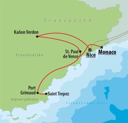 CK , autobusový poznávací zájazd, Francúzska riviéra a kaňon Ve