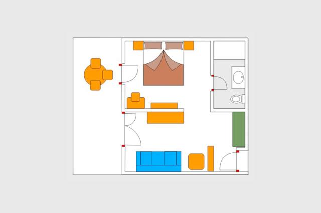 Bungalov typ LA 2+1, pôdorys