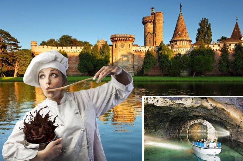 Zámok v Laxenburgu, čokoládovňa s plavbou po podzemnom jazere